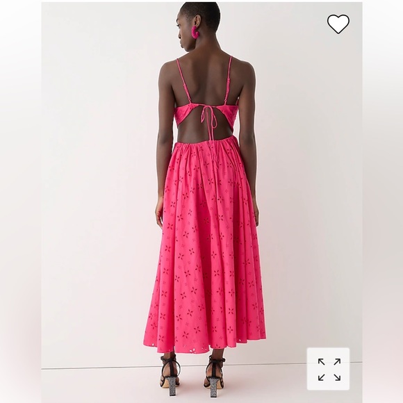 NWT J.Crew Collection side-cutout midi dress in pink eyelet Style BP898 - Picture 4 of 7